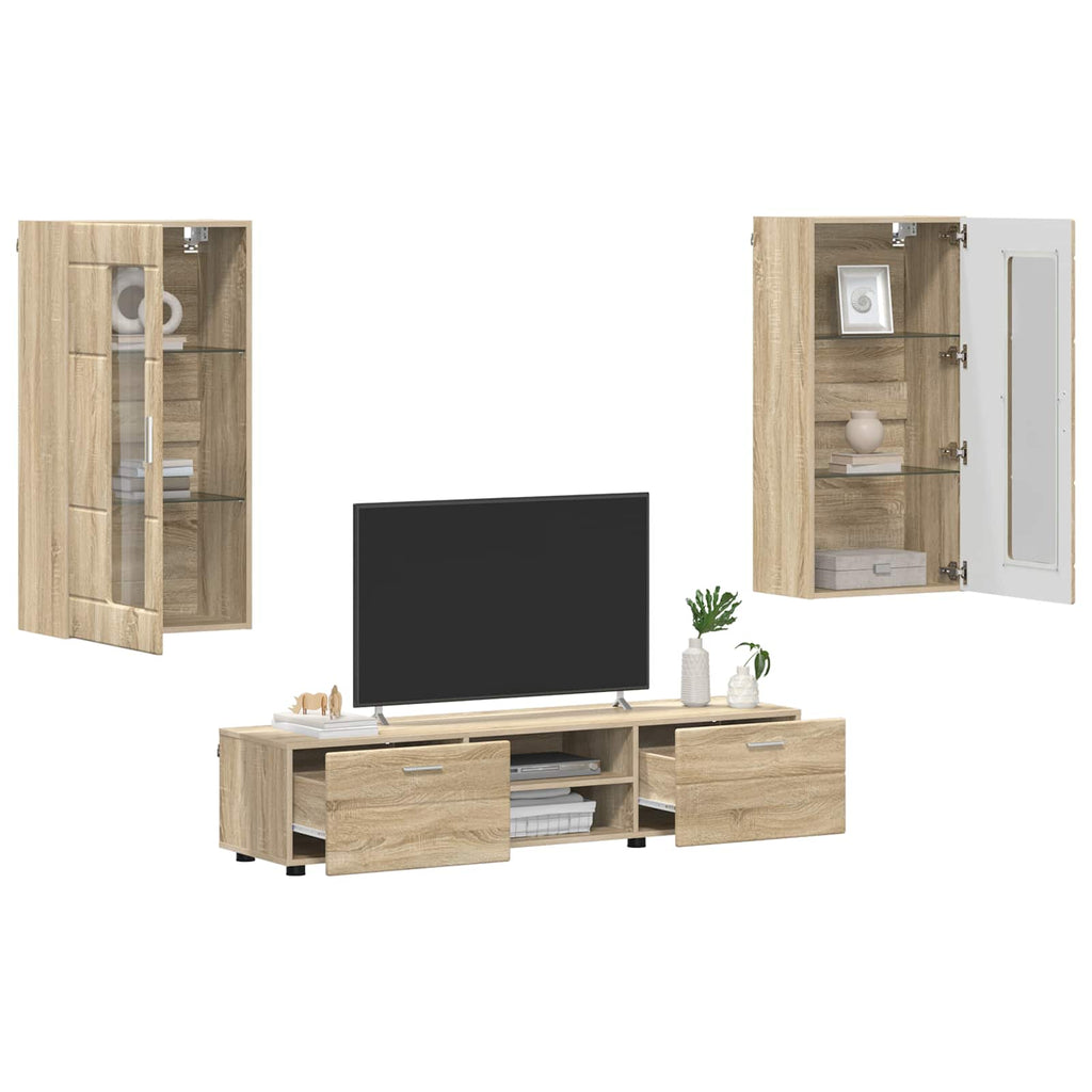 TV-Schrankset mit Regal FLORIN 3 pcs Sonoma-Eiche Holzwerkstoff