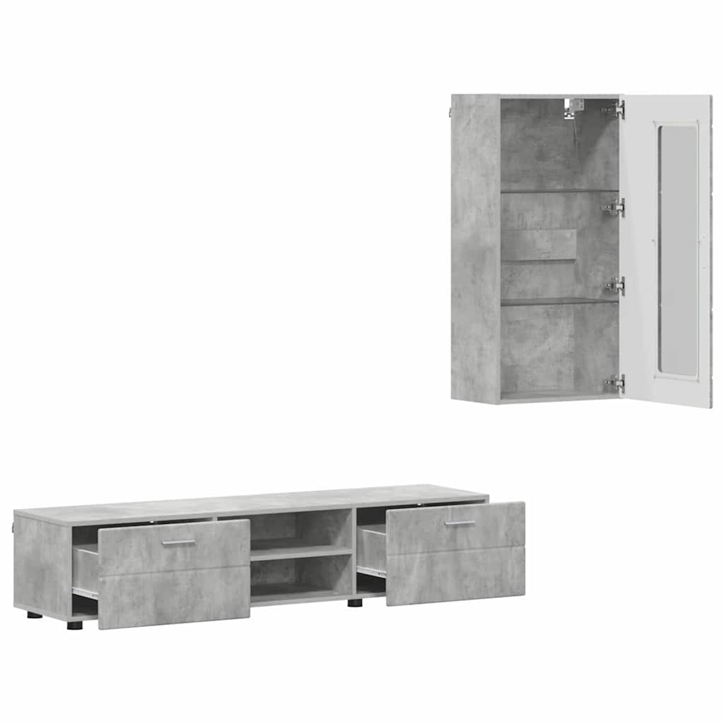 TV-Schrankset mit Regal FLORIN 3 pcs Beton Grau Holzwerkstoff