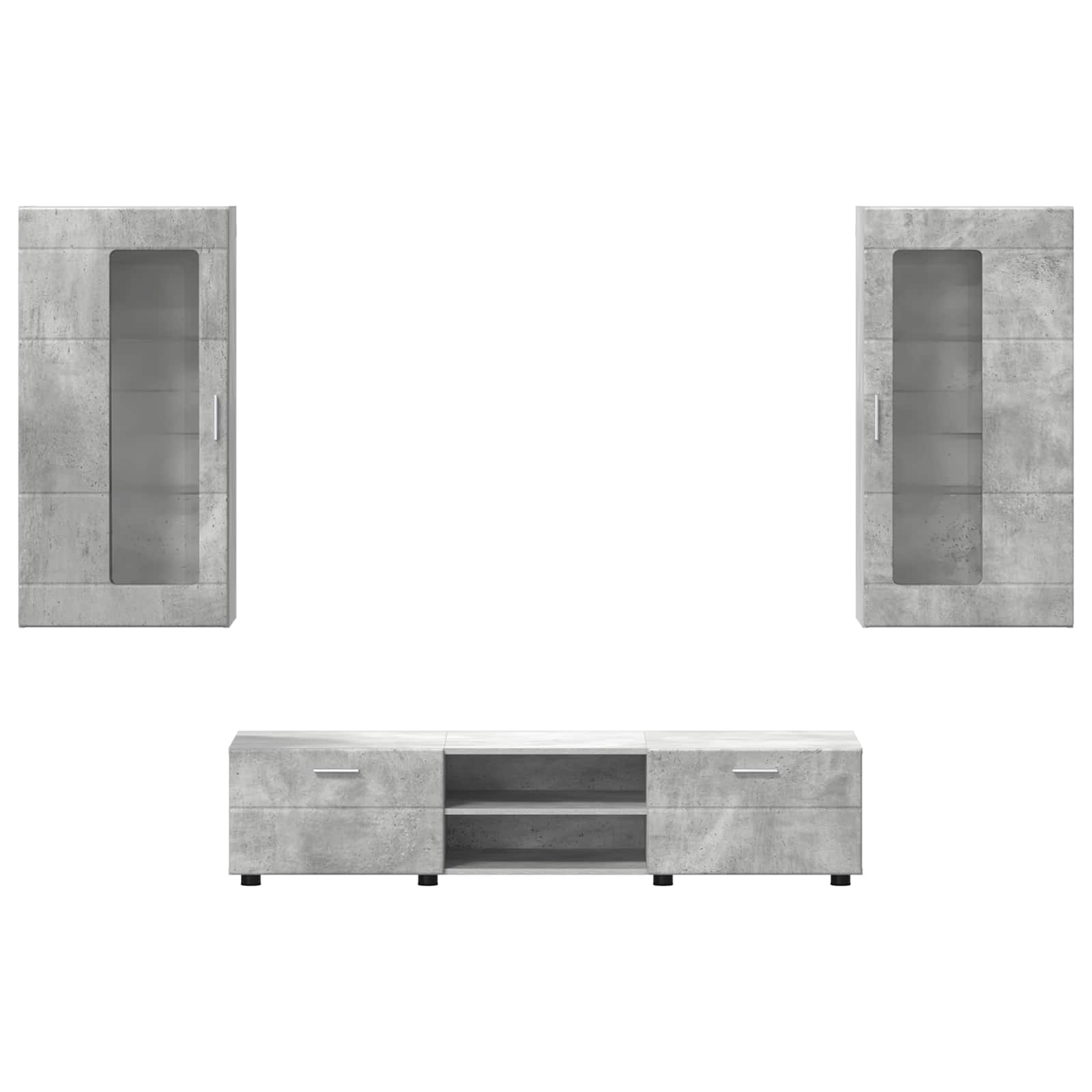 TV-Schrankset mit Regal FLORIN 3 pcs Beton Grau Holzwerkstoff