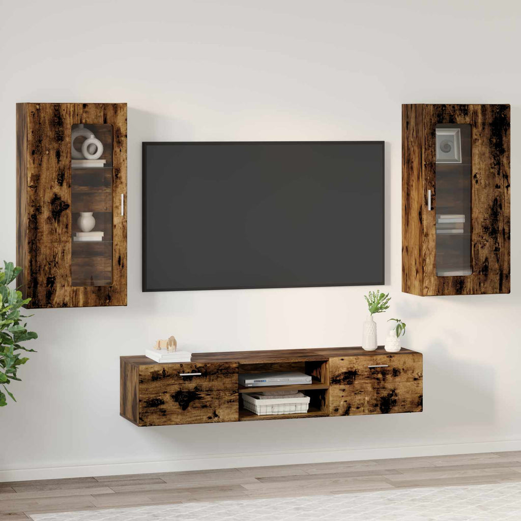 TV-Schrankset FLORIN 3 pcs Geräucherte Eiche Holzwerkstoff