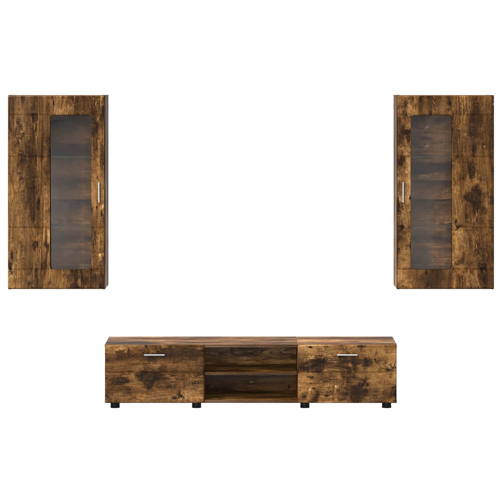TV-Schrankset FLORIN 3 pcs Geräucherte Eiche Holzwerkstoff