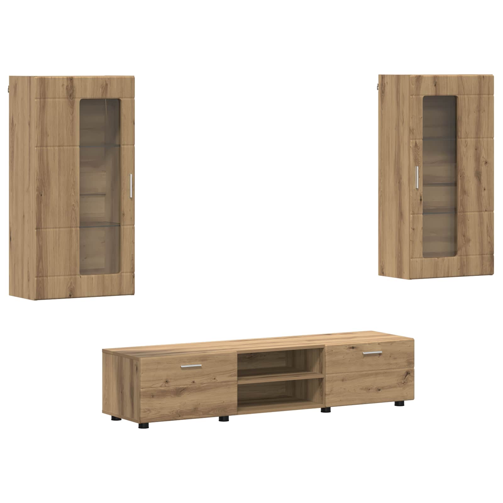 TV-Schrankset mit Tür FLORIN 3 pcs Artisan-Eiche Holzwerkstoff