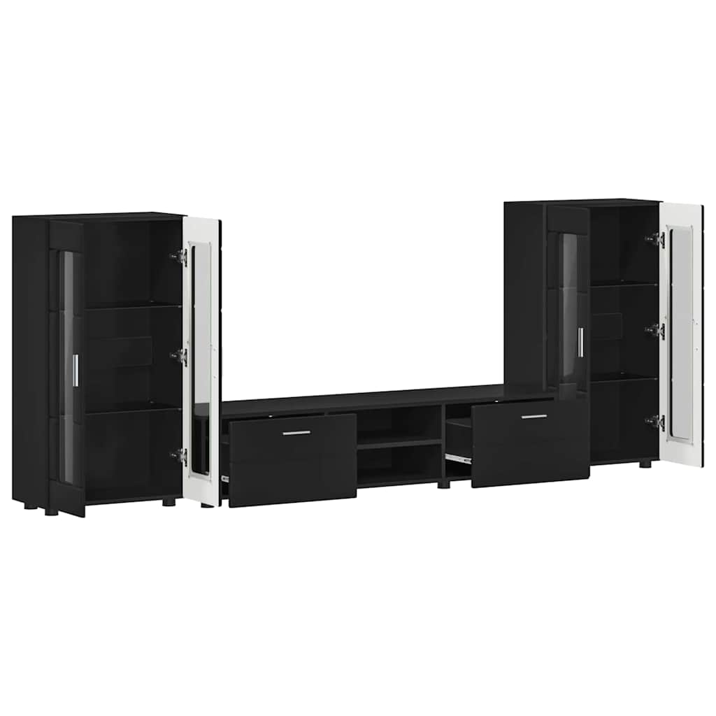 TV-Schrankset mit Schubladen FLORIN 3 pcs Schwarz Holzwerkstoff