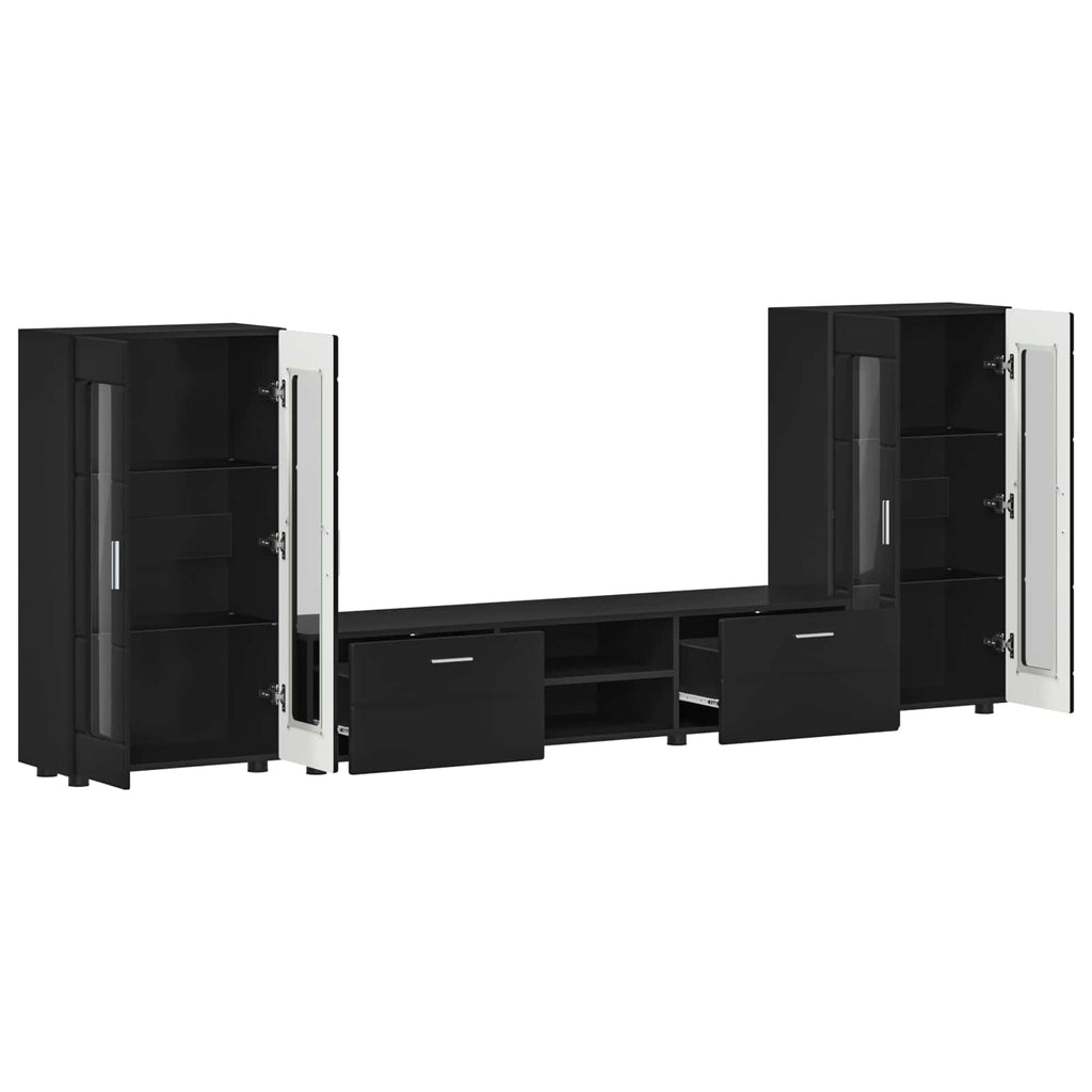 TV-Schrankset mit Schubladen FLORIN 3 pcs Schwarz Holzwerkstoff