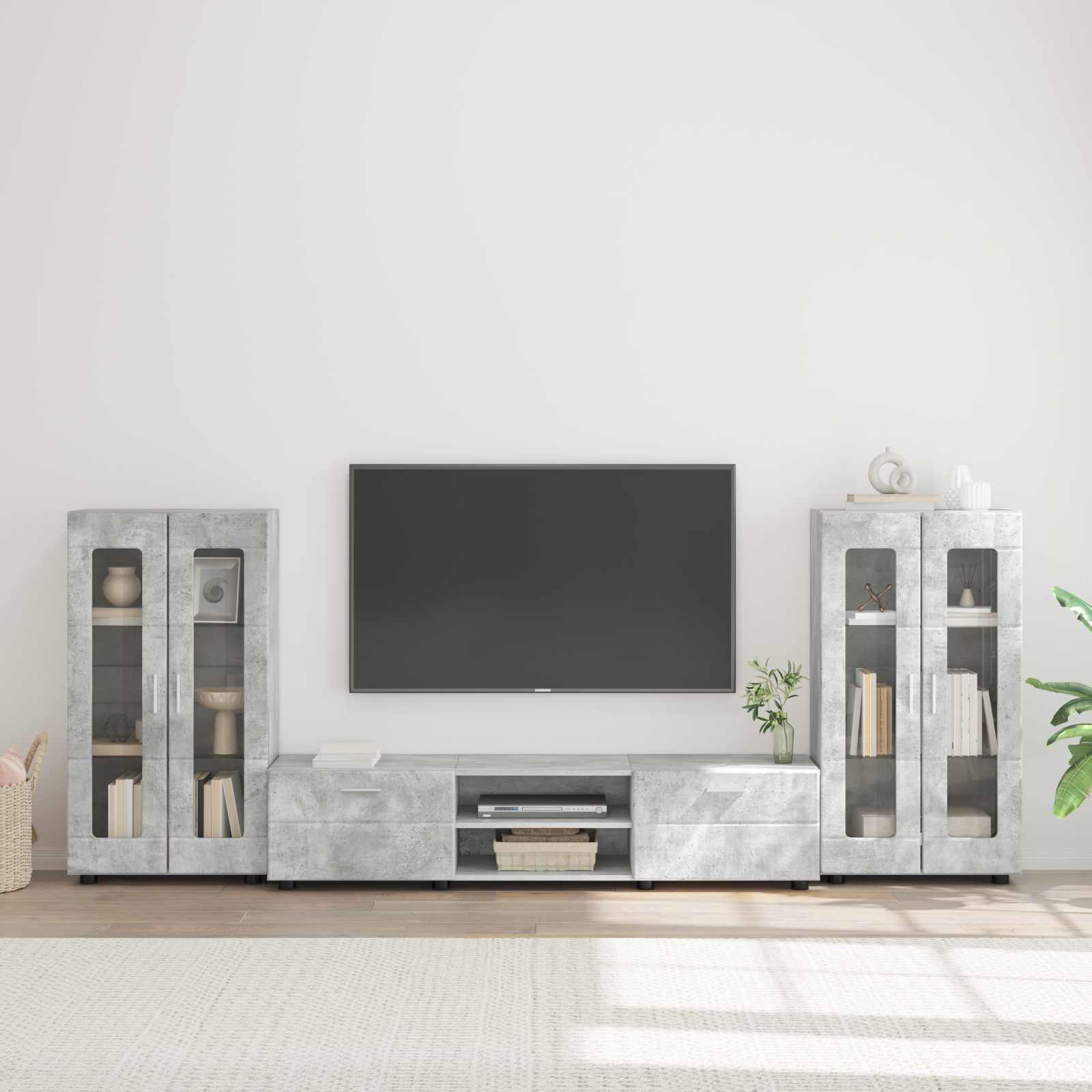 TV-Schrankset mit Regal FLORIN 3 pcs Beton Grau Holzwerkstoff