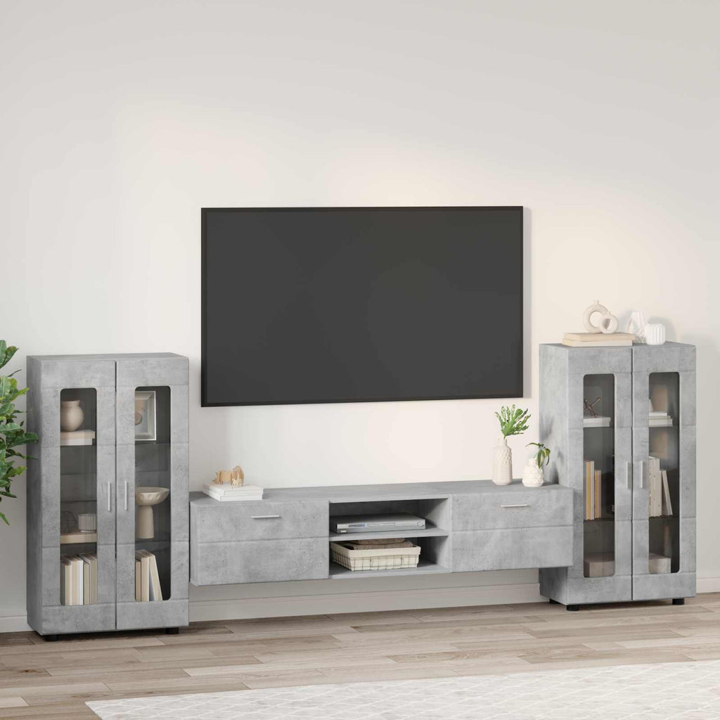 TV-Schrankset mit Regal FLORIN 3 pcs Beton Grau Holzwerkstoff