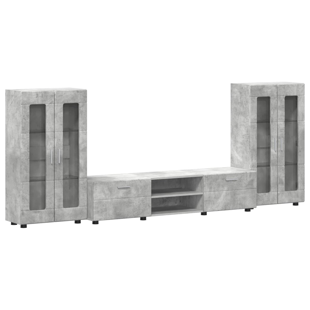 TV-Schrankset mit Regal FLORIN 3 pcs Beton Grau Holzwerkstoff