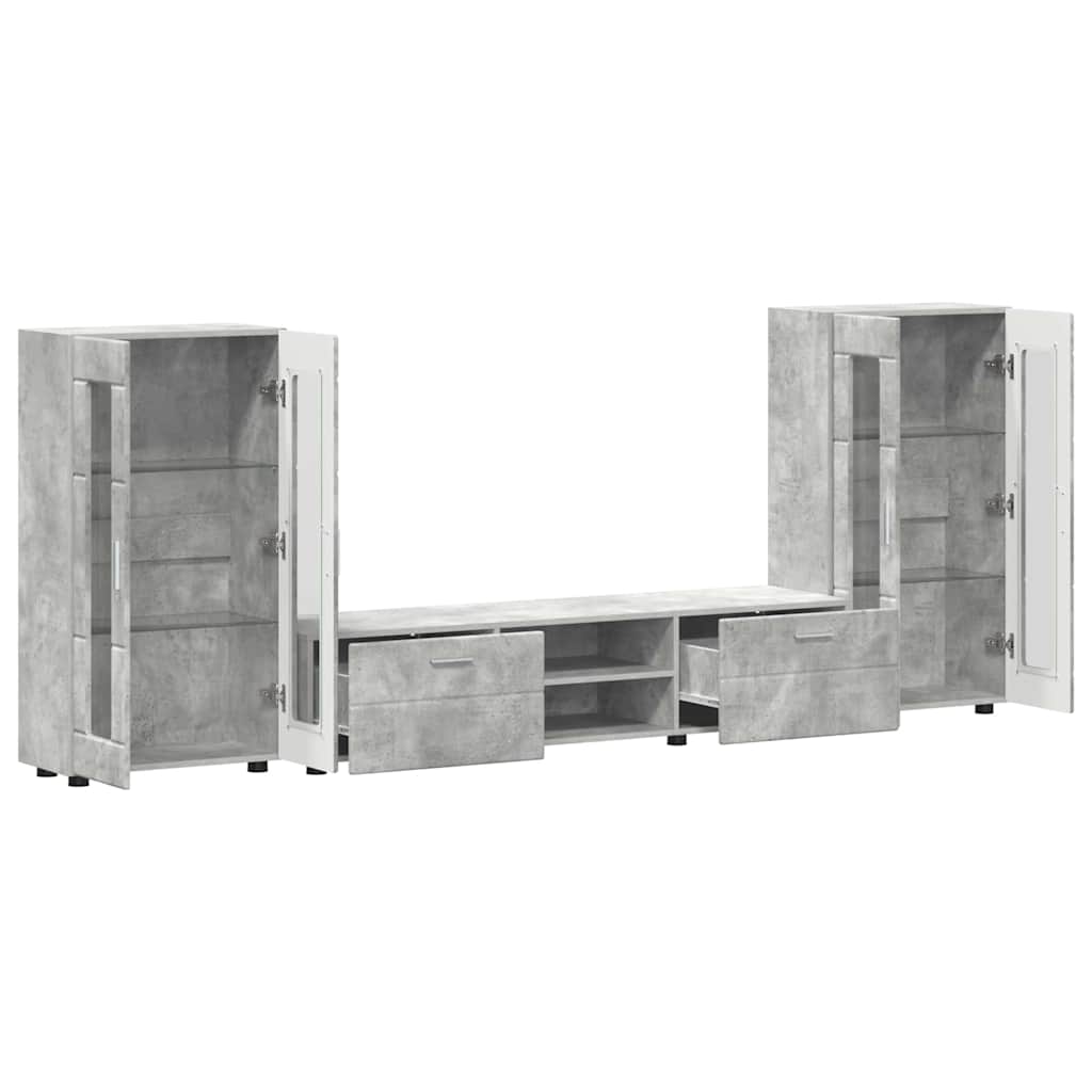 TV-Schrankset mit Regal FLORIN 3 pcs Beton Grau Holzwerkstoff