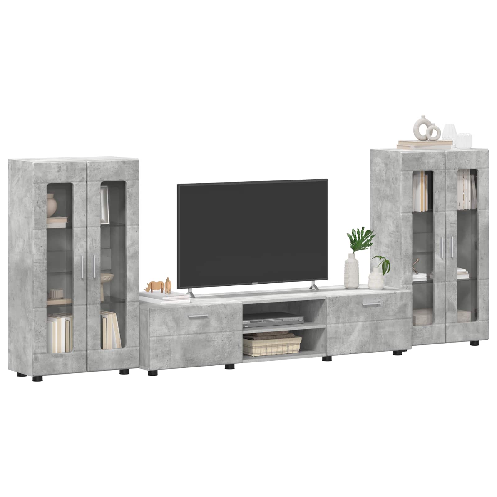 TV-Schrankset mit Regal FLORIN 3 pcs Beton Grau Holzwerkstoff