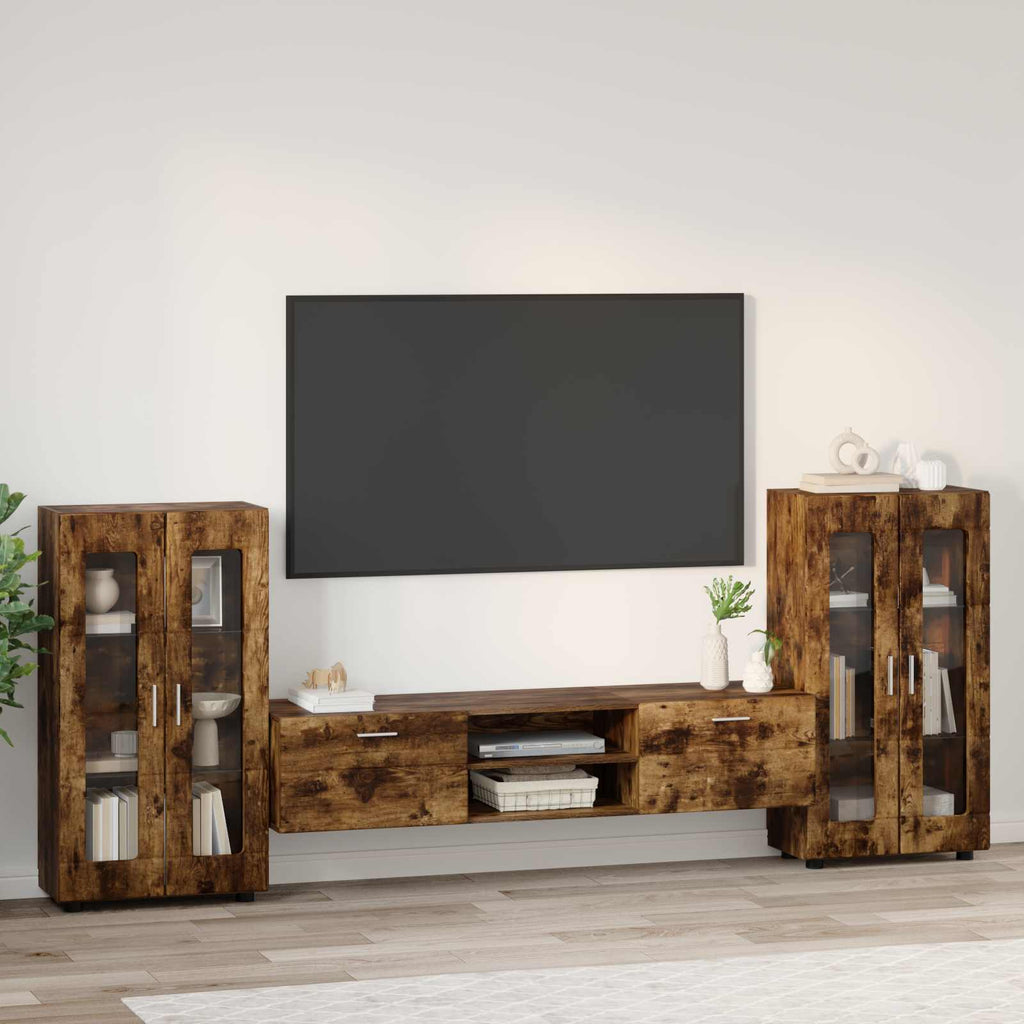TV-Schrankset FLORIN 3 pcs Geräucherte Eiche Holzwerkstoff