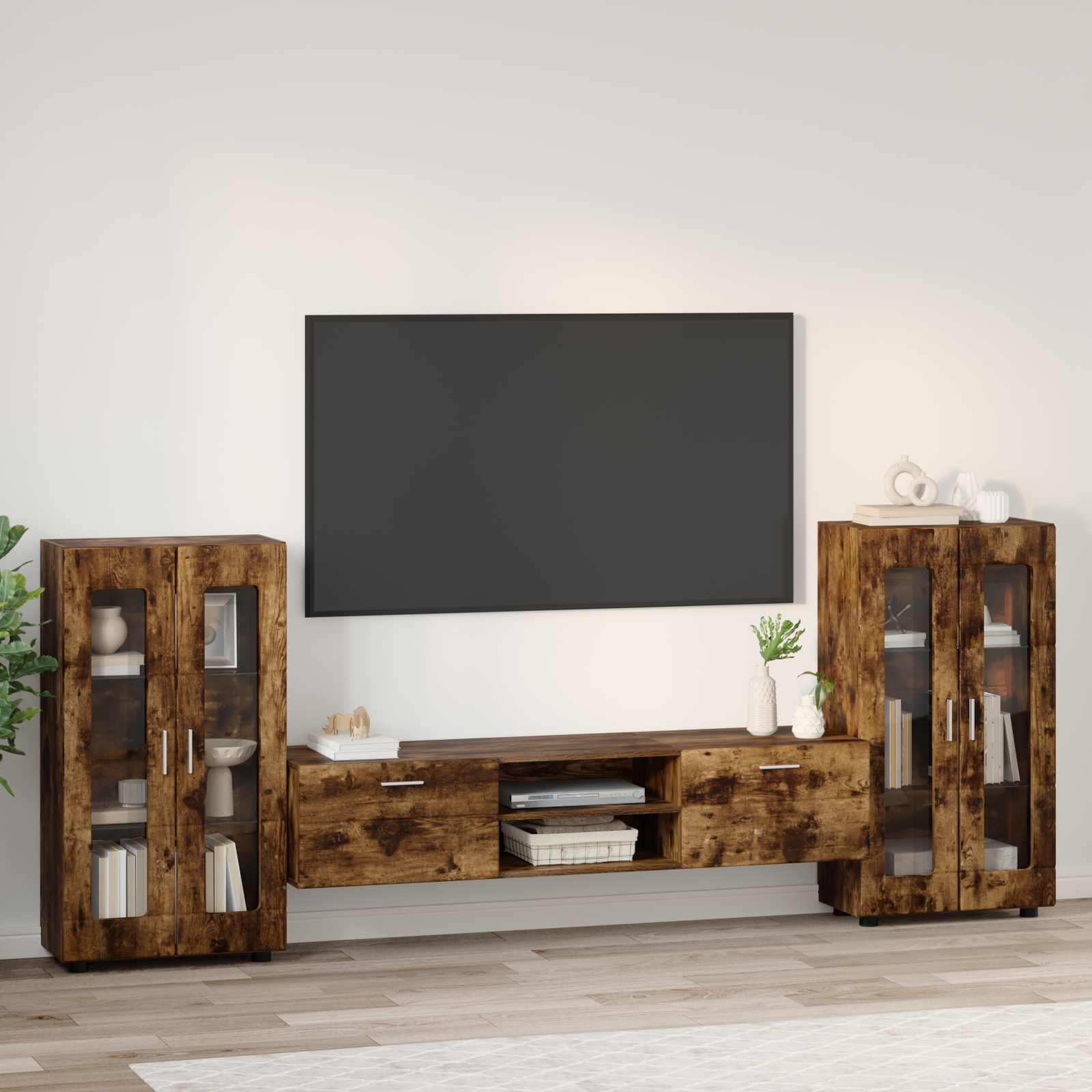 TV-Schrankset FLORIN 3 pcs Geräucherte Eiche Holzwerkstoff