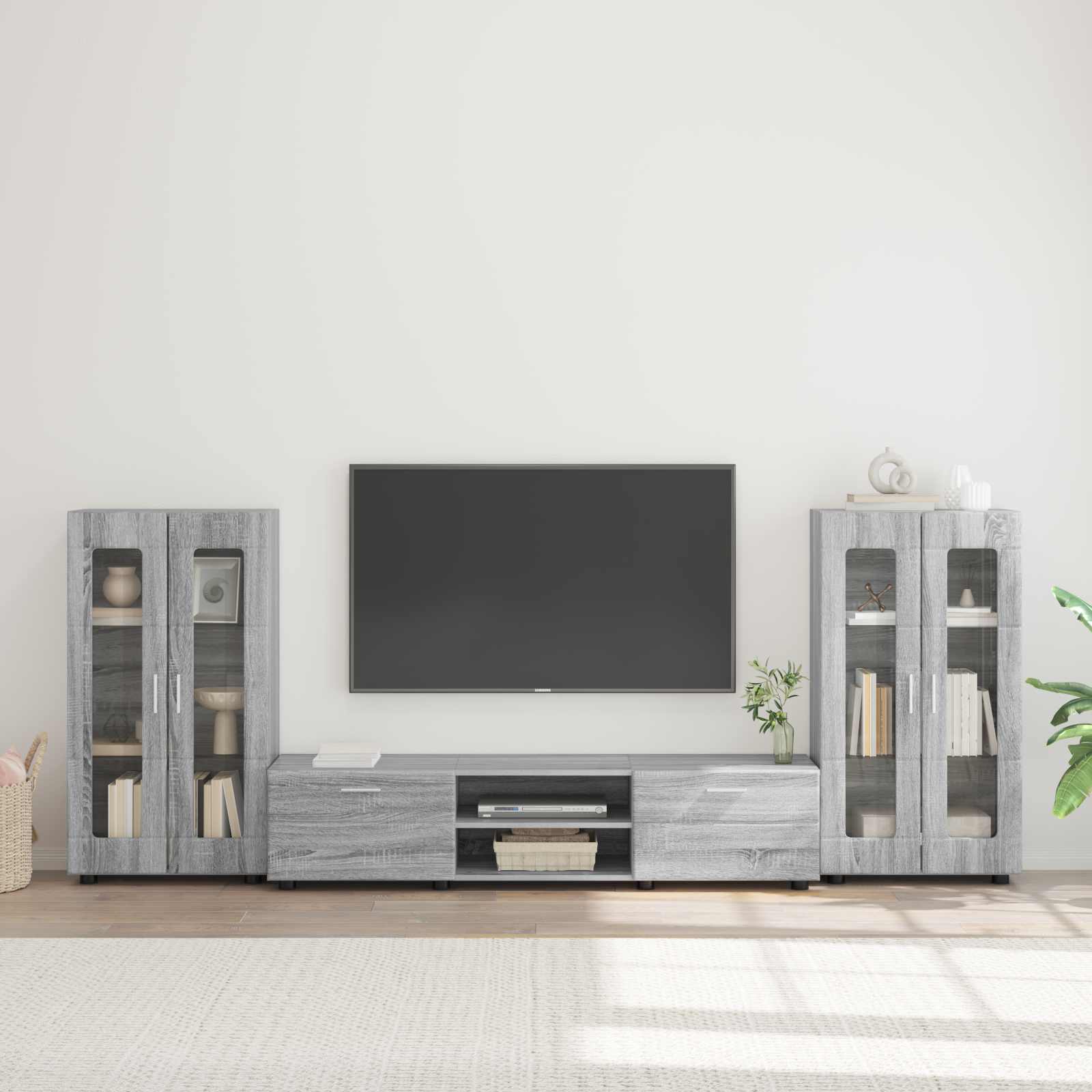 TV-Schrankset mit Tür FLORIN 3 pcs Graues Sonoma Holzwerkstoff