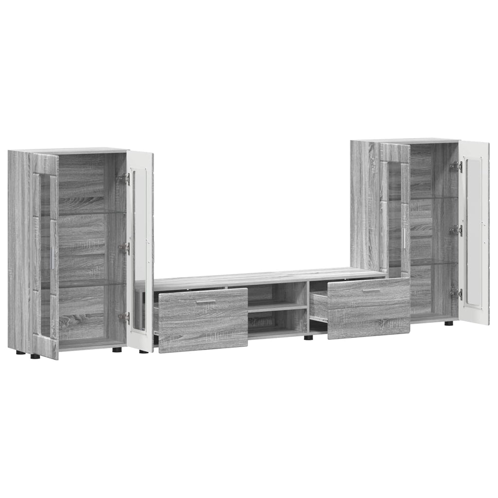 TV-Schrankset mit Tür FLORIN 3 pcs Graues Sonoma Holzwerkstoff