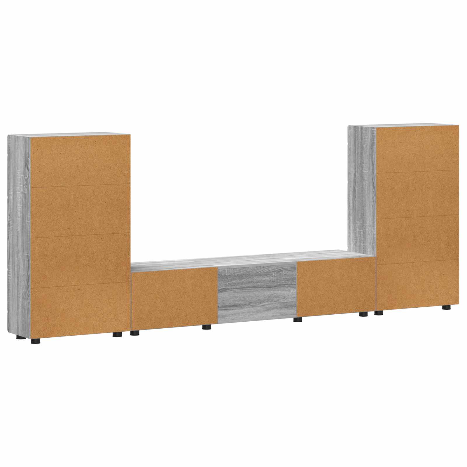 TV-Schrankset mit Tür FLORIN 3 pcs Graues Sonoma Holzwerkstoff