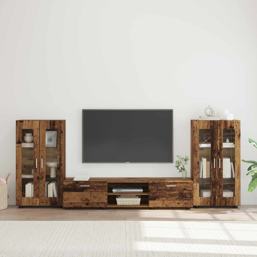 TV-Schrankset mit Schubladen FLORIN 3 pcs Altholz Holzwerkstoff
