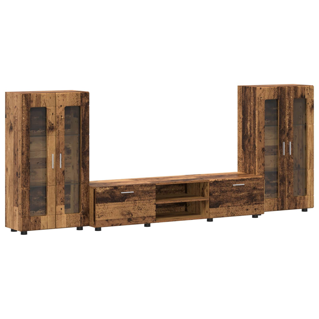 TV-Schrankset mit Schubladen FLORIN 3 pcs Altholz Holzwerkstoff