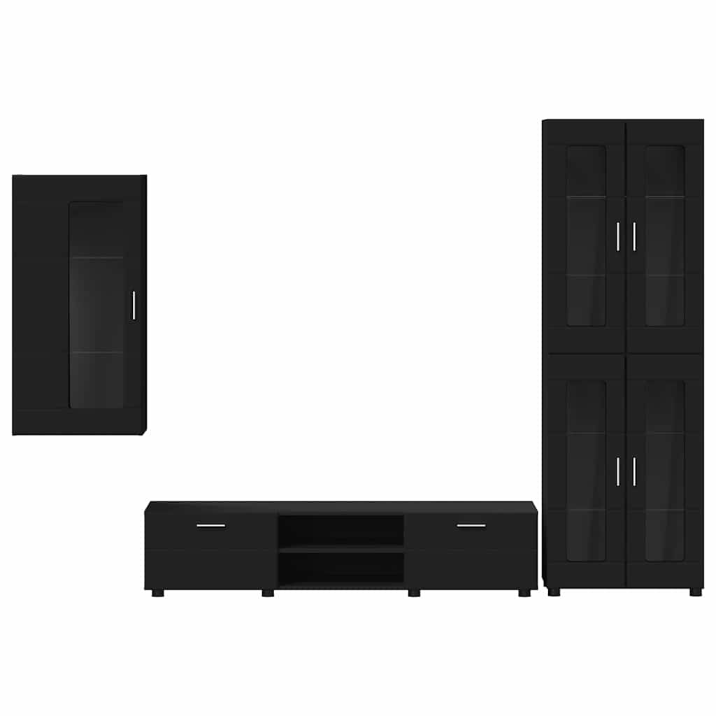 TV-Schrankset mit Schubladen FLORIN 3 pcs Schwarz Holzwerkstoff