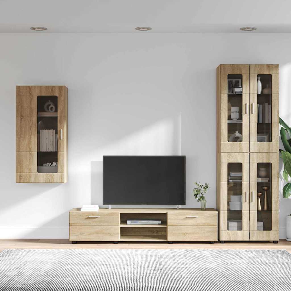 TV-Schrankset mit Regal FLORIN 3 pcs Sonoma-Eiche Holzwerkstoff