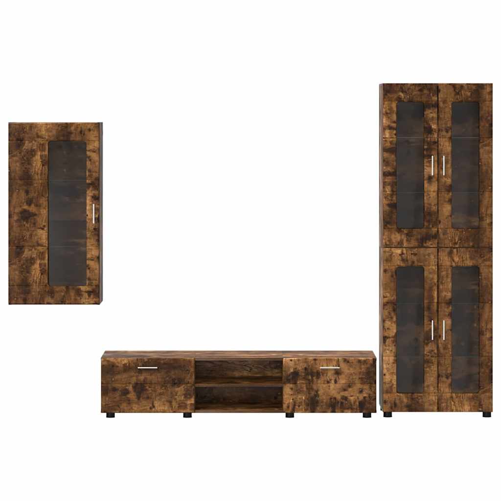 TV-Schrankset FLORIN 3 pcs Geräucherte Eiche Holzwerkstoff
