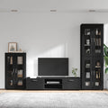 TV-Schrankset mit Schubladen FLORIN 3 pcs Schwarz Holzwerkstoff