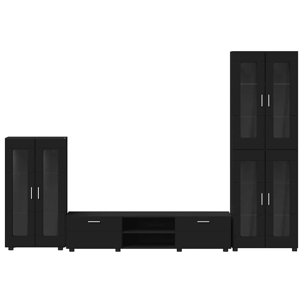 TV-Schrankset mit Schubladen FLORIN 3 pcs Schwarz Holzwerkstoff