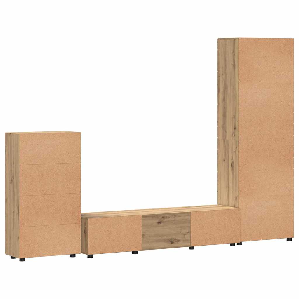 TV-Schrankset mit Tür FLORIN 3 pcs Artisan-Eiche Holzwerkstoff