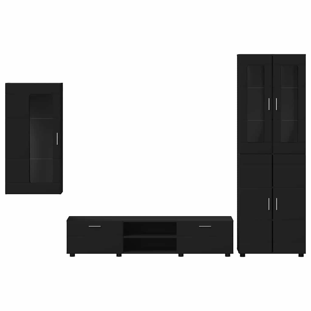 TV-Schrankset mit Schubladen FLORIN 3 pcs Schwarz Holzwerkstoff