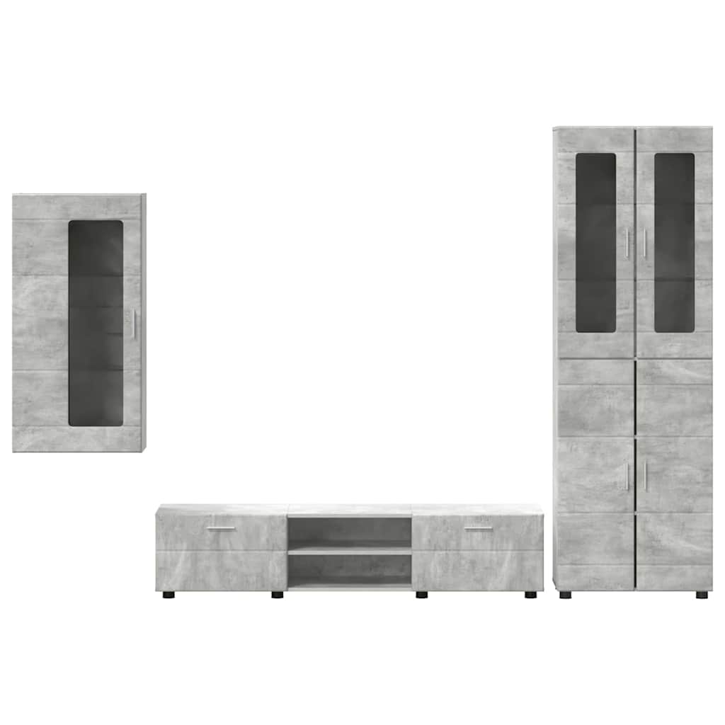 TV-Schrankset mit Regal FLORIN 3 pcs Beton Grau Holzwerkstoff