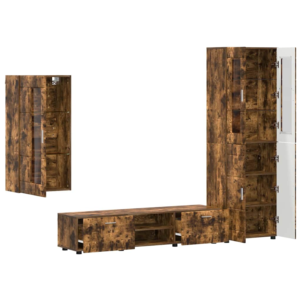 TV-Schrankset FLORIN 3 pcs Geräucherte Eiche Holzwerkstoff
