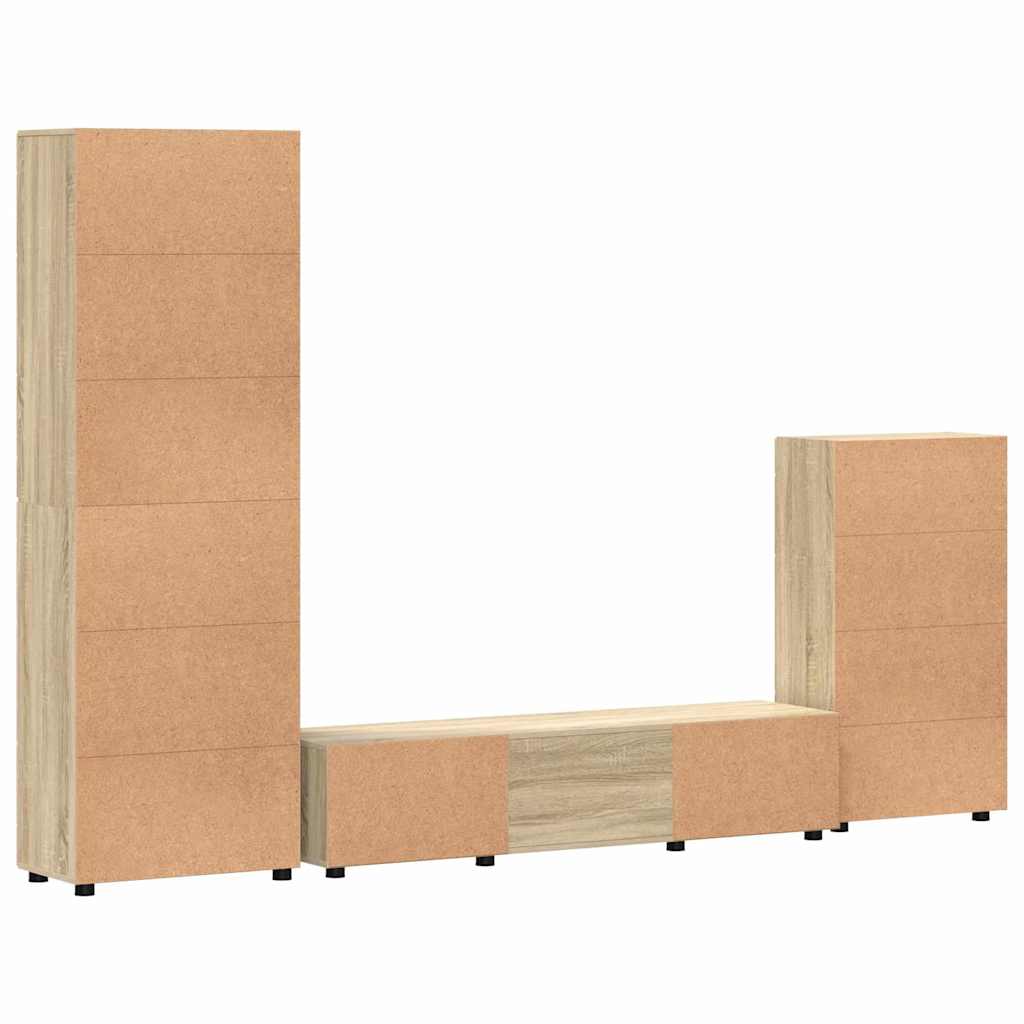 TV-Schrankset mit Regal FLORIN 3 pcs Sonoma-Eiche Holzwerkstoff