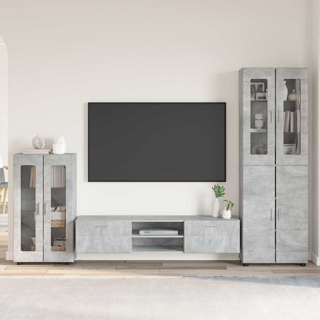 TV-Schrankset mit Regal FLORIN 3 pcs Beton Grau Holzwerkstoff