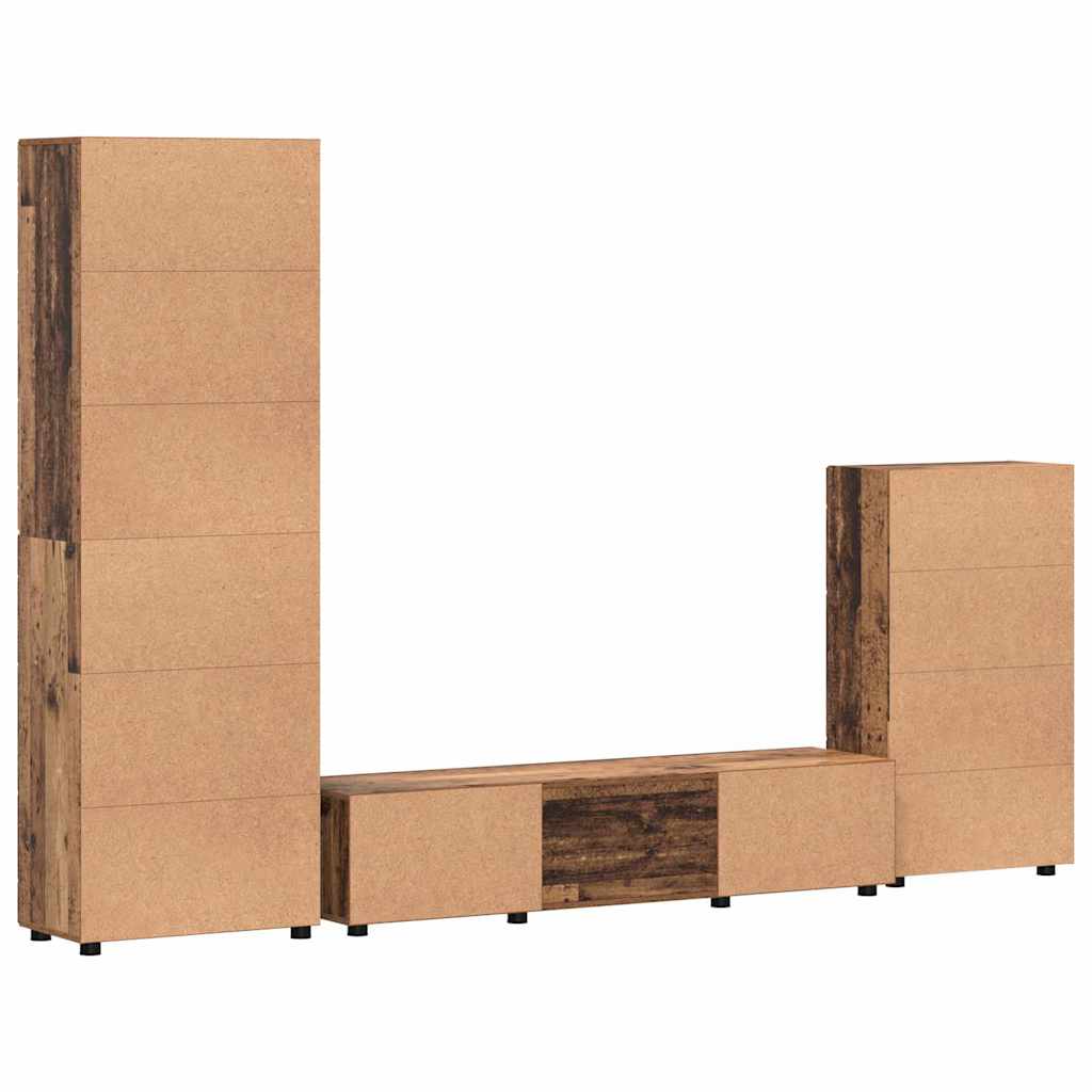 TV-Schrankset mit Schubladen FLORIN 3 pcs Altholz Holzwerkstoff