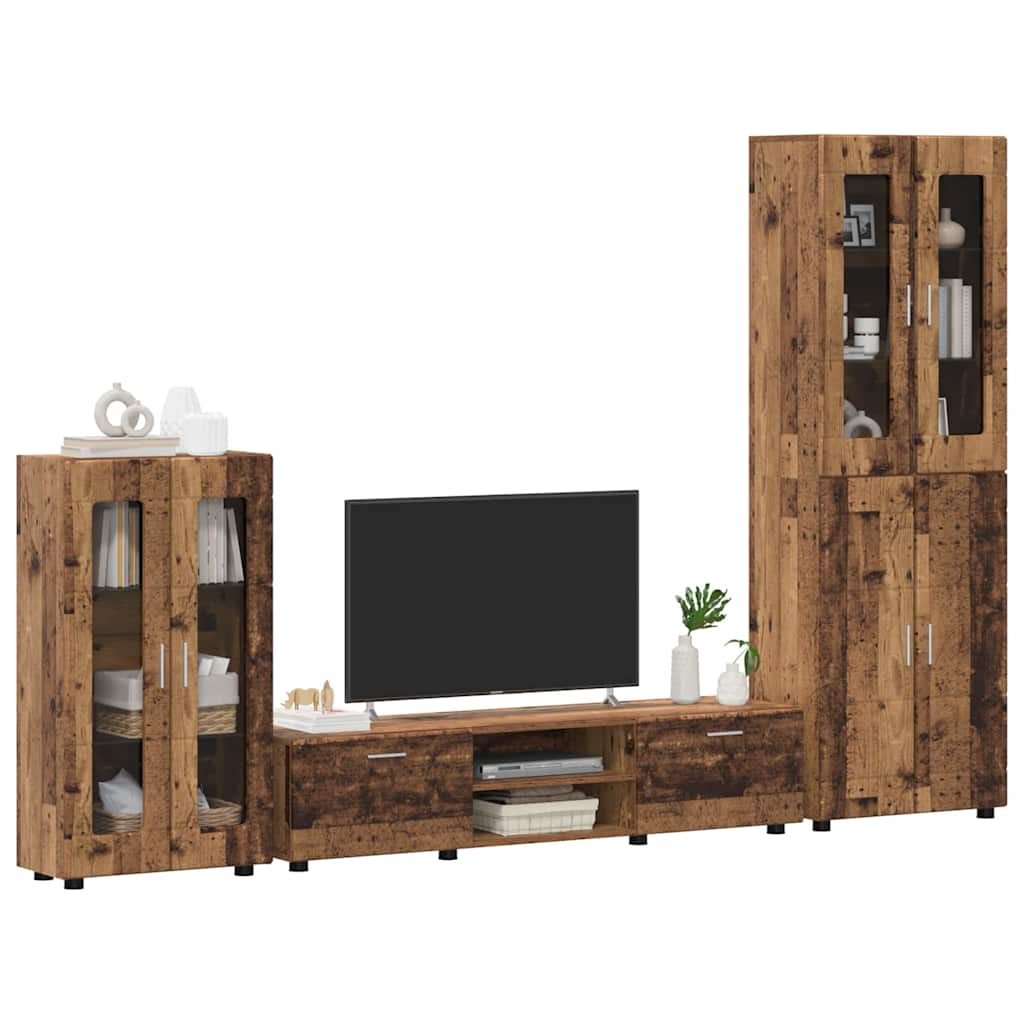 TV-Schrankset mit Schubladen FLORIN 3 pcs Altholz Holzwerkstoff