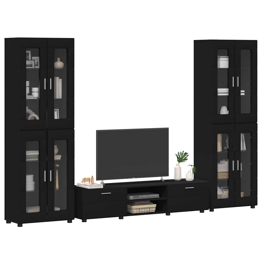 TV-Schrankset mit Schubladen FLORIN 3 pcs Schwarz Holzwerkstoff