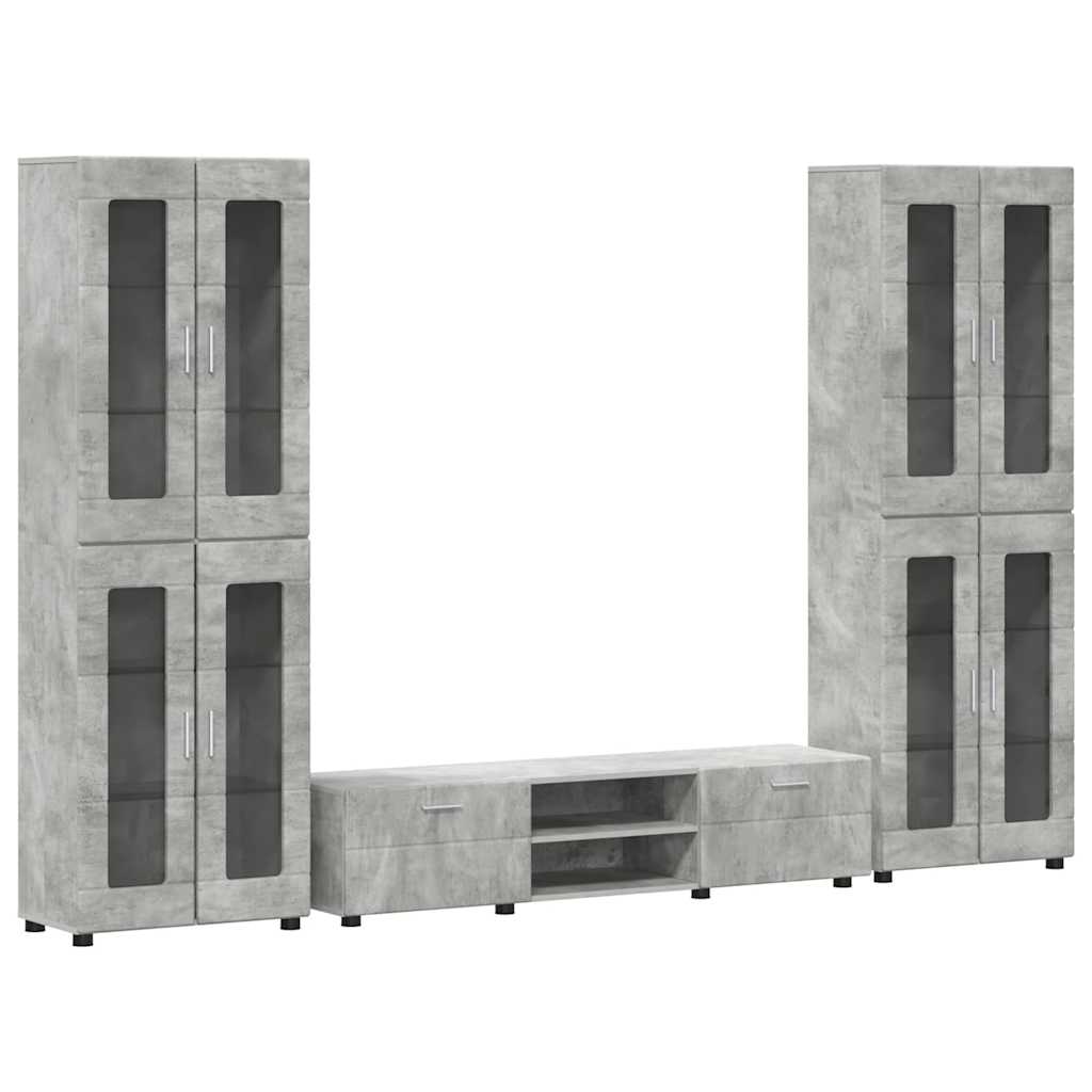 TV-Schrankset mit Regal FLORIN 3 pcs Beton Grau Holzwerkstoff