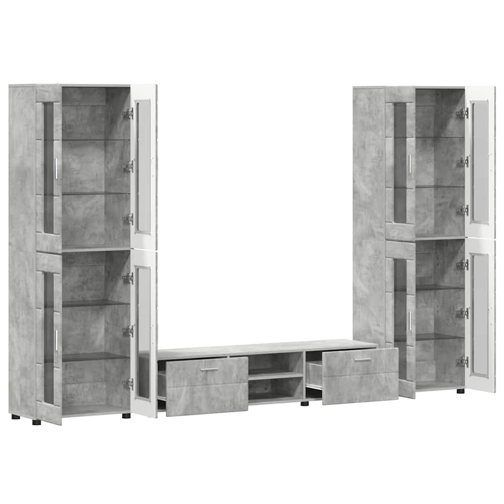 TV-Schrankset mit Regal FLORIN 3 pcs Beton Grau Holzwerkstoff