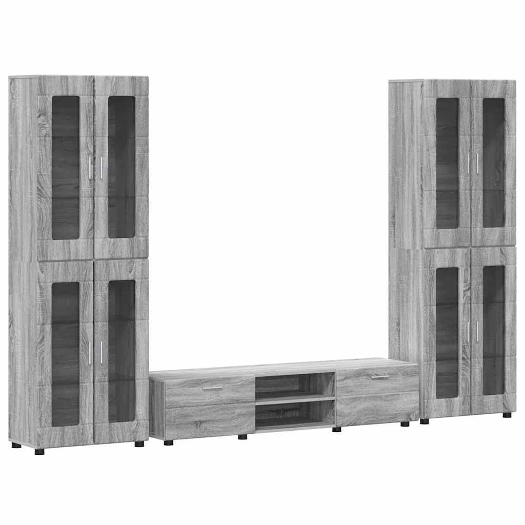 TV-Schrankset mit Tür FLORIN 3 pcs Graues Sonoma Holzwerkstoff