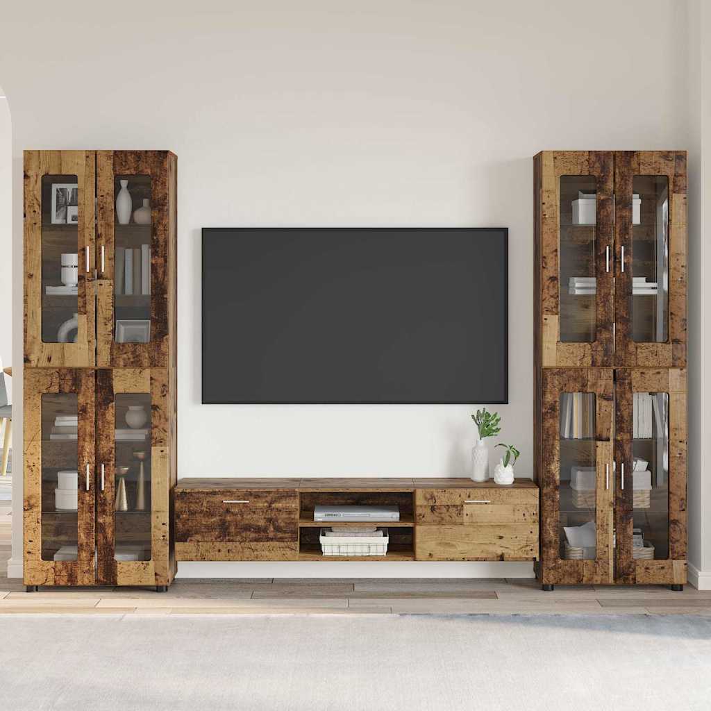 TV-Schrankset mit Schubladen FLORIN 3 pcs Altholz Holzwerkstoff