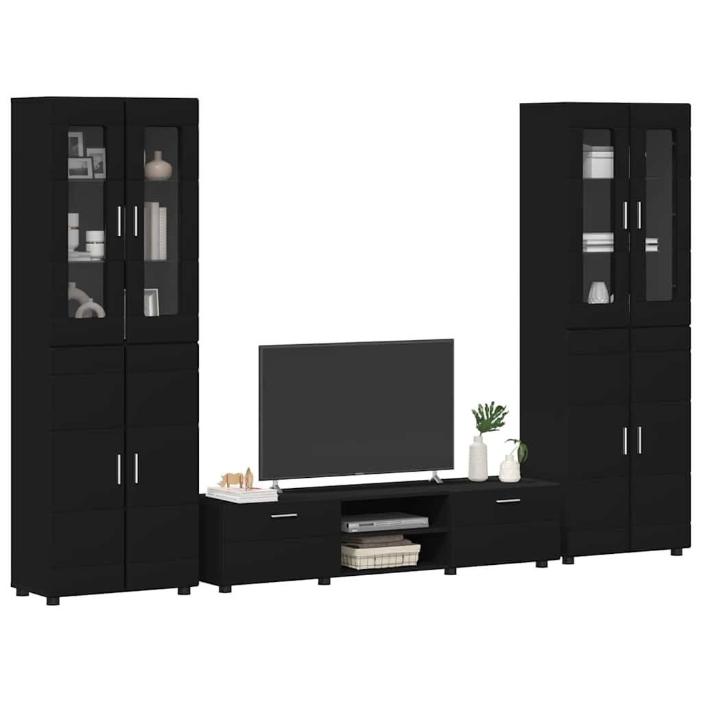 TV-Schrankset mit Schubladen FLORIN 3 pcs Schwarz Holzwerkstoff