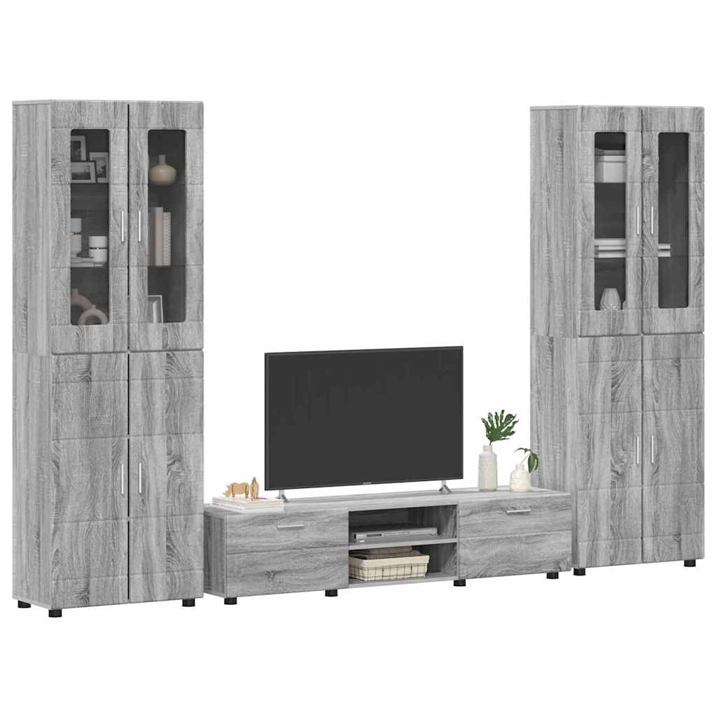 TV-Schrankset mit Tür FLORIN 3 pcs Graues Sonoma Holzwerkstoff