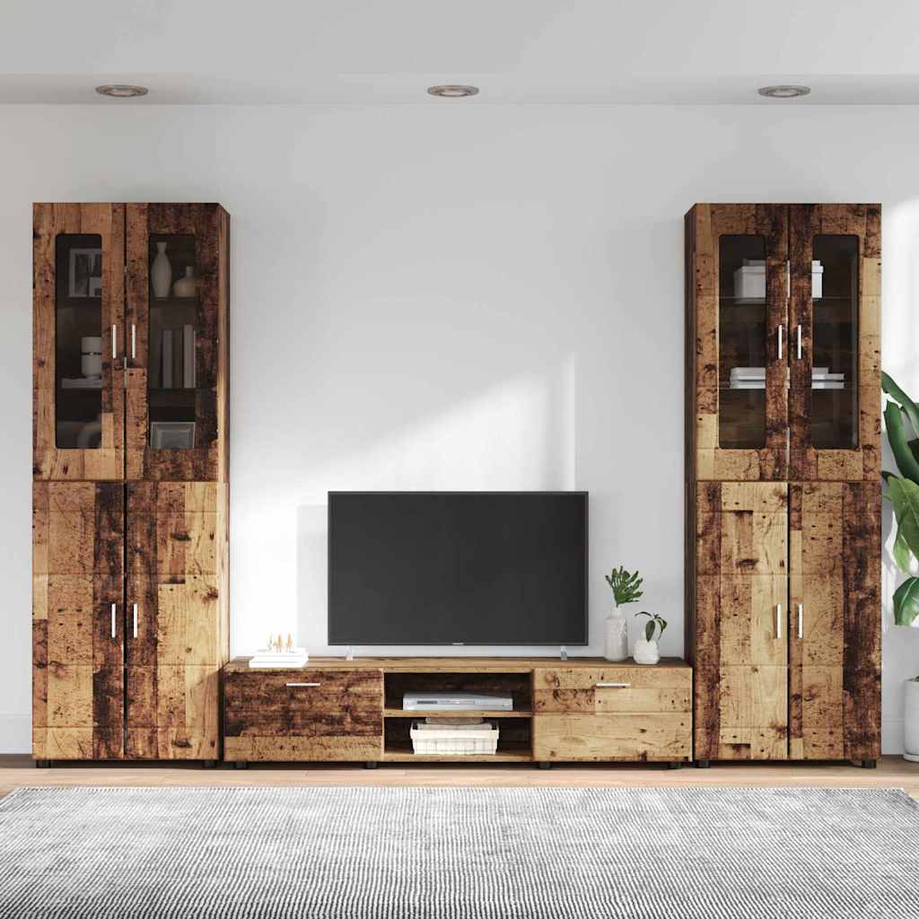 TV-Schrankset mit Schubladen FLORIN 3 pcs Altholz Holzwerkstoff