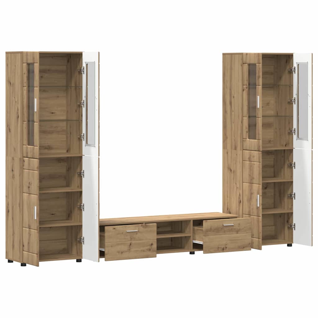 TV-Schrankset mit Tür FLORIN 3 pcs Artisan-Eiche Holzwerkstoff