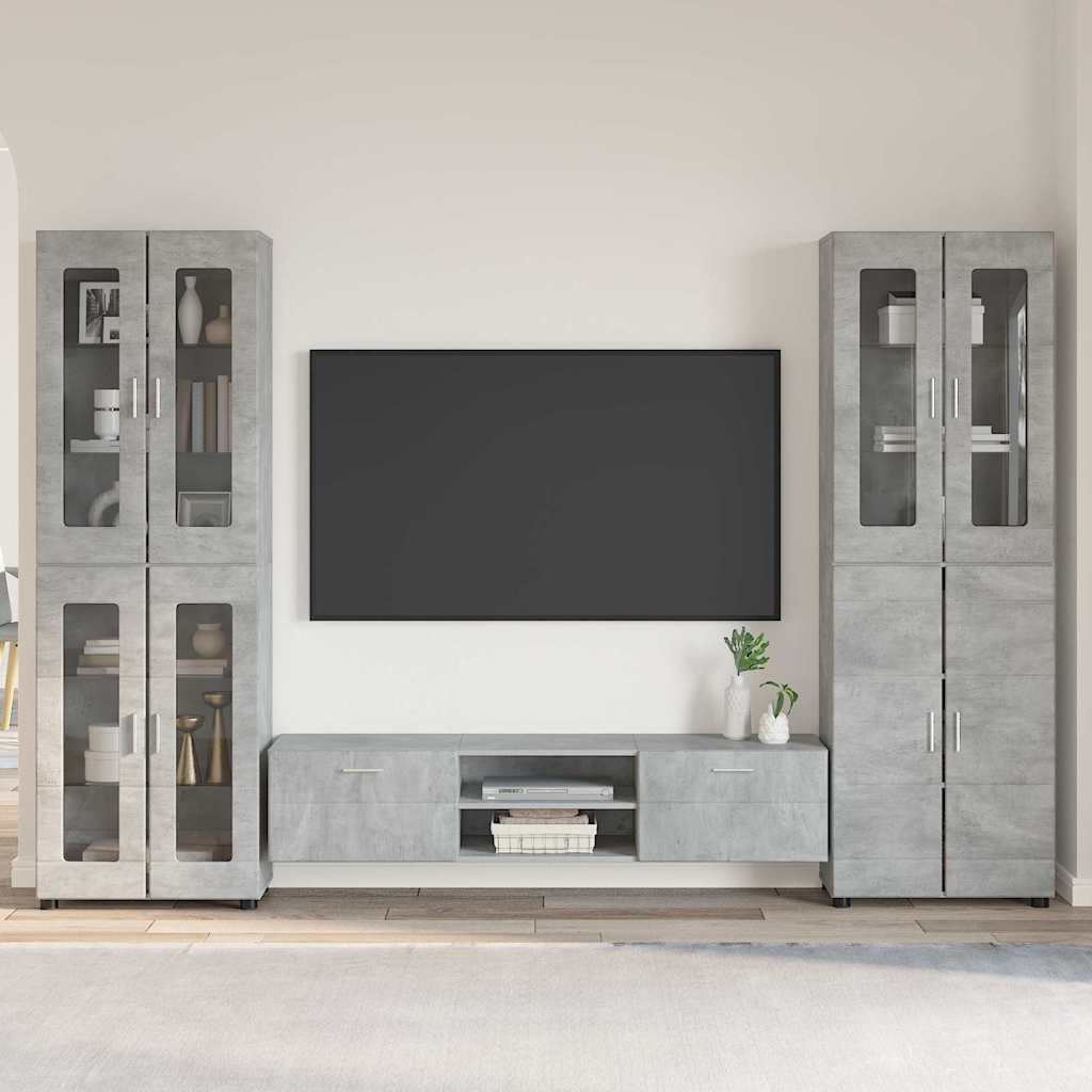 TV-Schrankset mit Regal FLORIN 3 pcs Beton Grau Holzwerkstoff