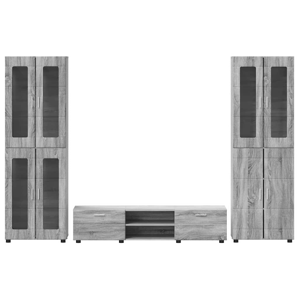 TV-Schrankset mit Tür FLORIN 3 pcs Graues Sonoma Holzwerkstoff