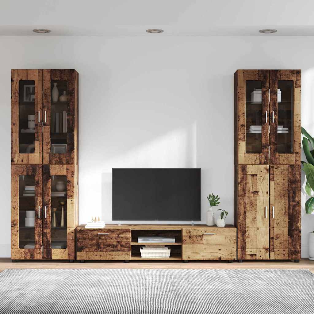TV-Schrankset mit Schubladen FLORIN 3 pcs Altholz Holzwerkstoff