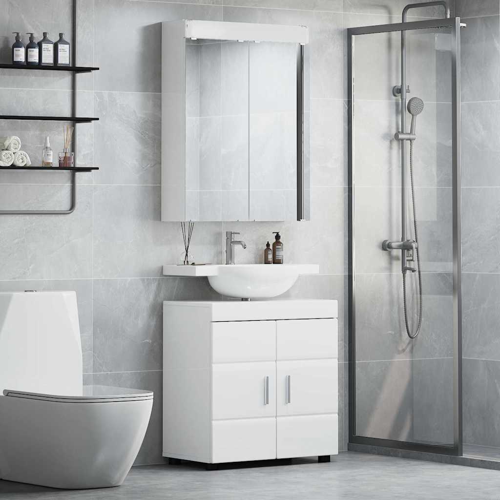 Badezimmermöbel-Set TULUM 2 pcs Hochglanz Weiß 60 x 34 x 63 cm