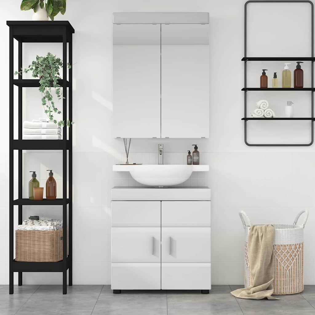 Badezimmermöbel-Set TULUM 2 pcs Hochglanz Weiß 60 x 34 x 63 cm