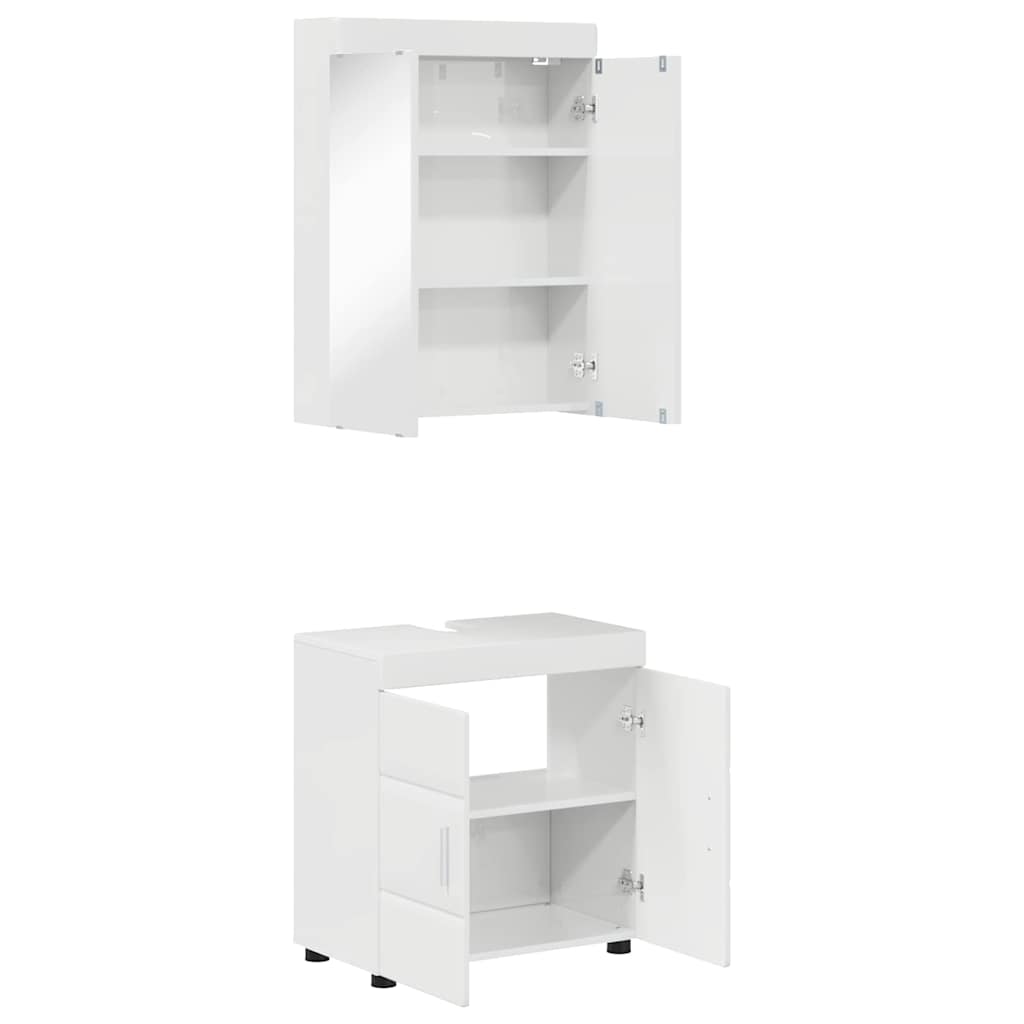 Badezimmermöbel-Set TULUM 2 pcs Hochglanz Weiß 60 x 34 x 63 cm