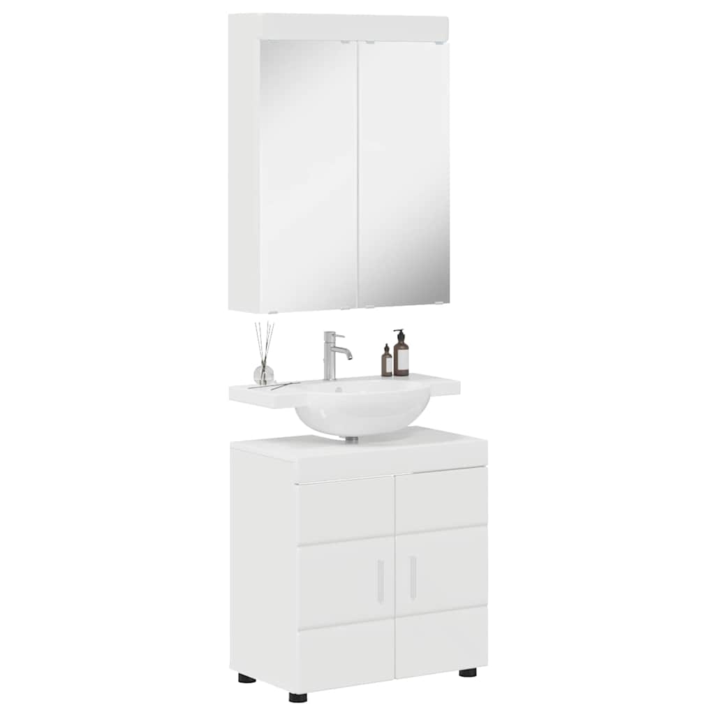 Badezimmermöbel-Set TULUM 2 pcs Hochglanz Weiß 60 x 34 x 63 cm