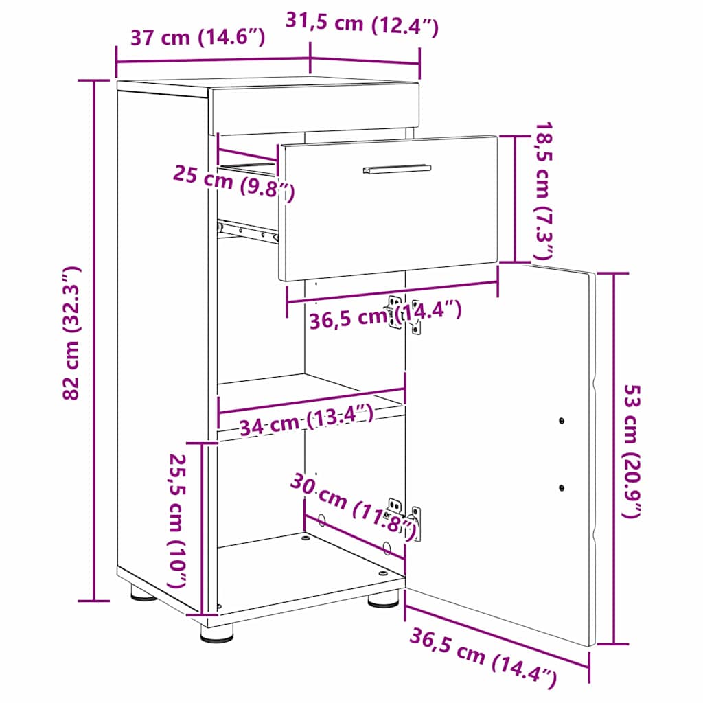 Badezimmermöbel-Set TULUM 3 pcs Weiß 60 x 34 x 63 cm